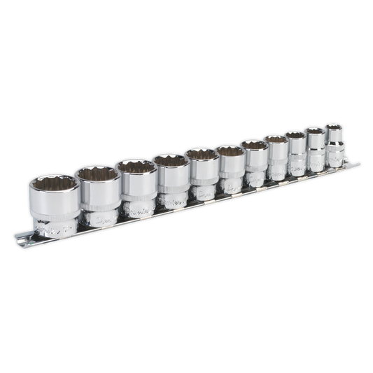 Sealey Socket Set 11 Pieces 3/8" Square Drive 12-Point WallDrive Imperial AK2672