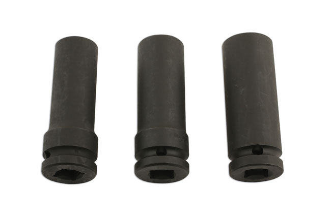 LASER 5965 Damaged Wheel Nut Remover 1/2" Drive 3Pc Set Chrome Molybdenum Steel