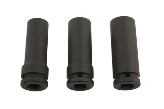 LASER 5965 Damaged Wheel Nut Remover 1/2" Drive 3Pc Set Chrome Molybdenum Steel