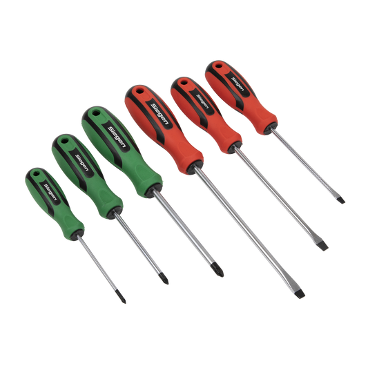 Sealey Soft Grip Screwdriver Set 6 Pieces Chrome Vanadium Steel Shafts S0615