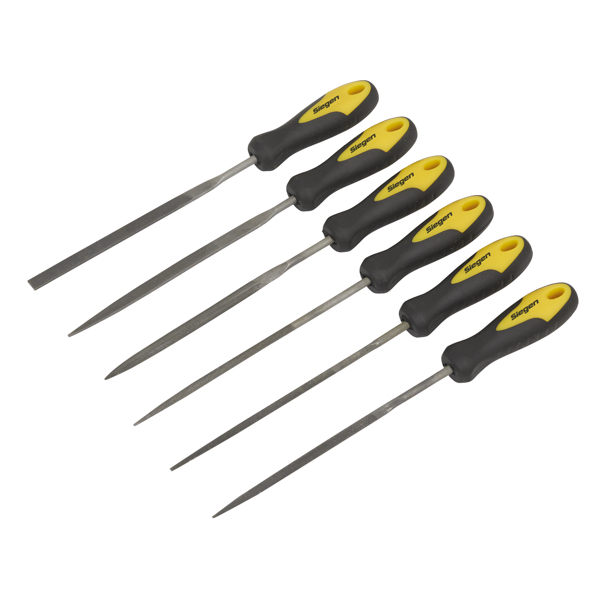 Sealey 100mm Needle File Set With Comfort Soft Grip Handles 6 Pieces S0628