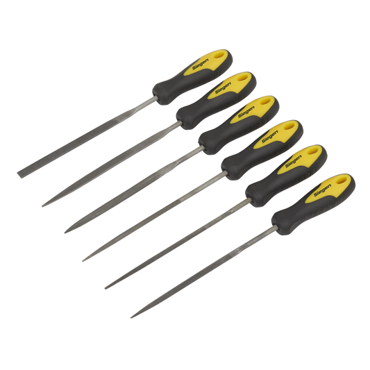 Sealey 100mm Needle File Set With Comfort Soft Grip Handles 6 Pieces S0628