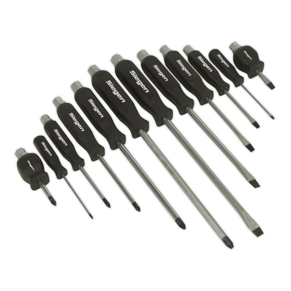 Sealey Screwdriver Set Hammer-Thru 12 Pieces Chrome Vanadium Steel Shafts S0641