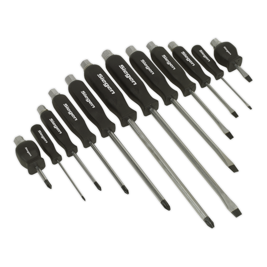 Sealey Screwdriver Set Hammer-Thru 12 Pieces Chrome Vanadium Steel Shafts S0641