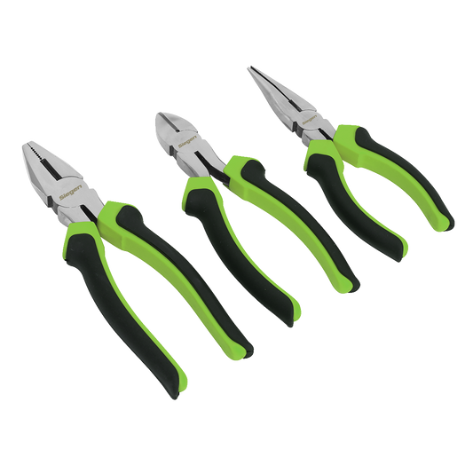 Sealey Comfort Grip Pliers Set Fully Chromed & Polished Jaw Heads 3 Pieces S0645