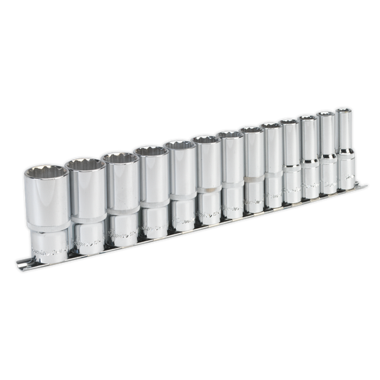 Sealey Socket Set 13pc 1/2" Square Drive 12 Point Deep WallDrive Imperial AK2675