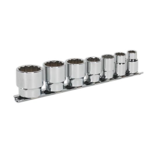 Sealey Socket Set 7 Pcs 3/8" Square Drive Whitworth Chrome Vanadium Steel AK2676