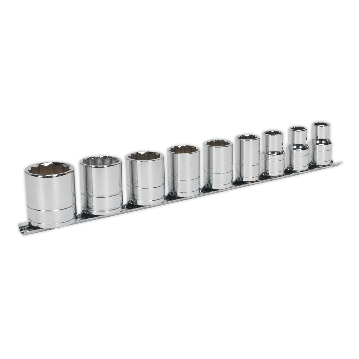 Sealey Socket Set 9pc 1/2" Square Drive Whitworth Chrome Vanadium Steel AK2677