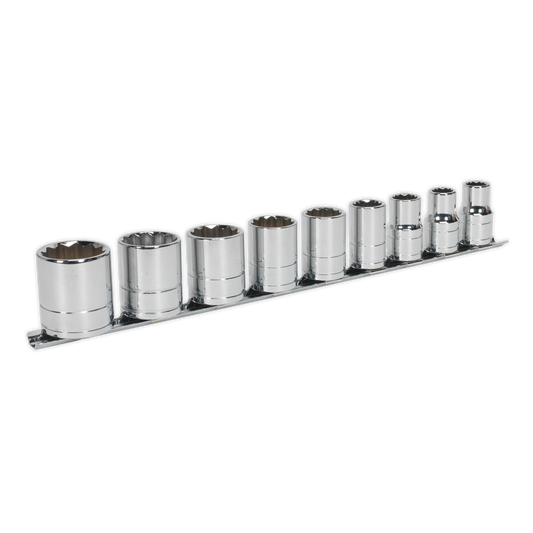 Sealey Socket Set 9pc 1/2" Square Drive Whitworth Chrome Vanadium Steel AK2677