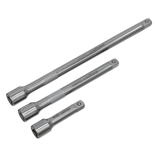 Sealey Extension Bar Set With Mirror Finish 1/4" Square Drive 3 Pieces S0718