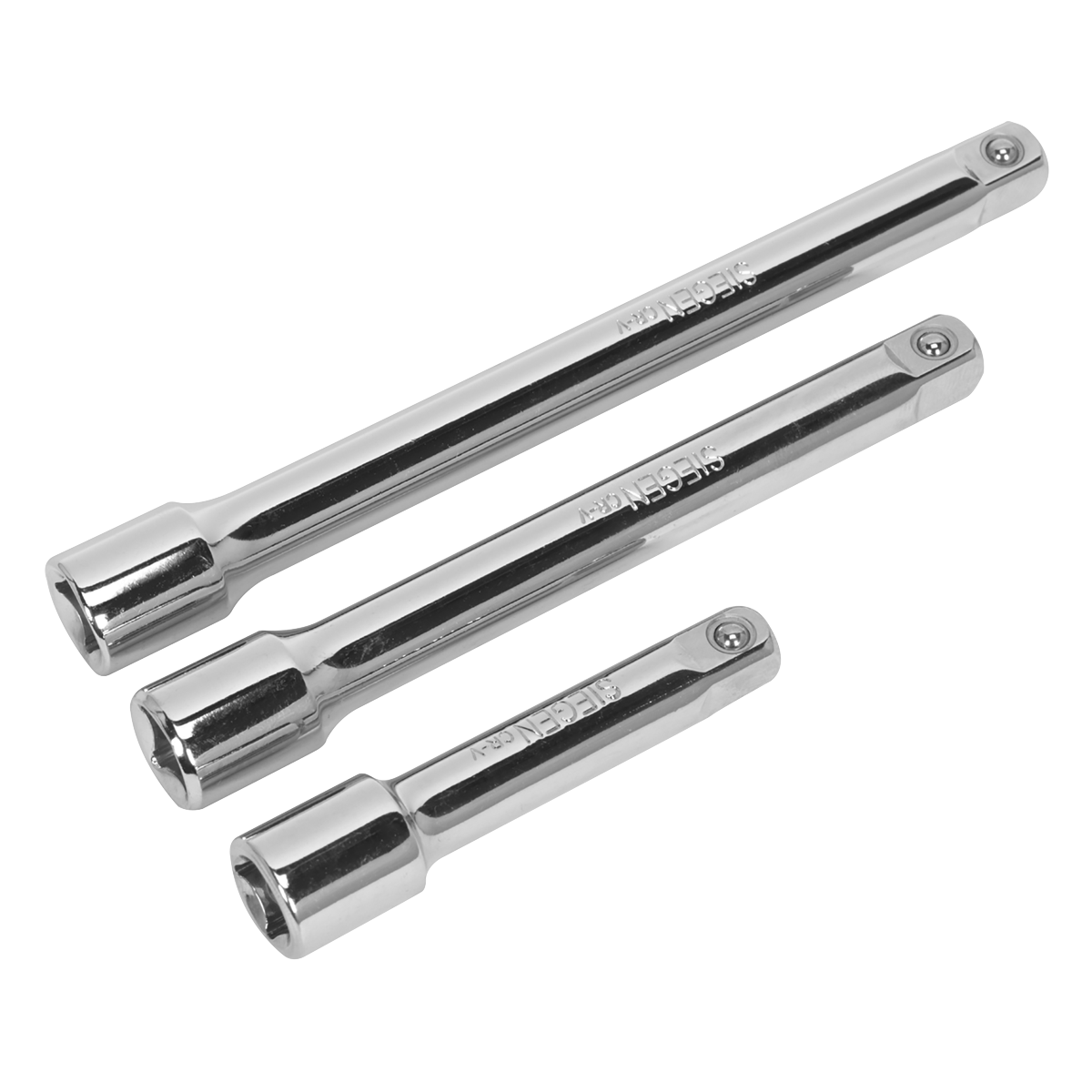 Sealey Extension Bar Set With Mirror Finish 3/8" Square Drive 3 Pieces S0719