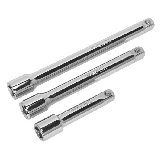 Sealey Extension Bar Set With Mirror Finish 3/8" Square Drive 3 Pieces S0719