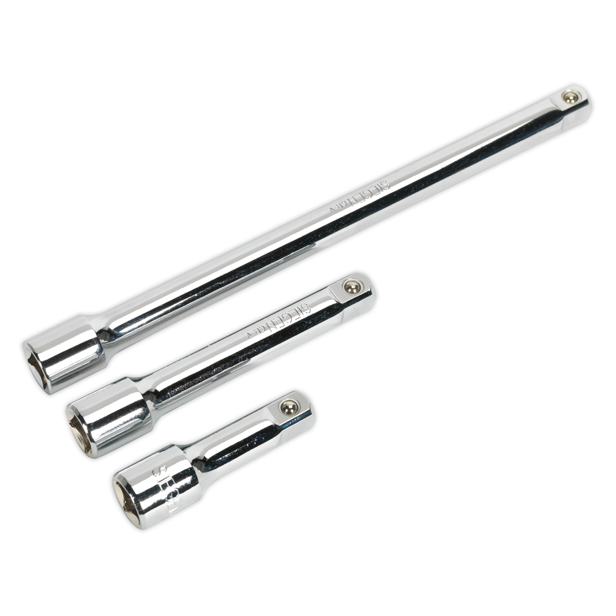 Sealey Extension Bar Set 1/2" Drive 3 Pieces Chrome Vanadium Steel Shafts S0720