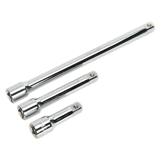 Sealey Extension Bar Set 1/2" Drive 3 Pieces Chrome Vanadium Steel Shafts S0720