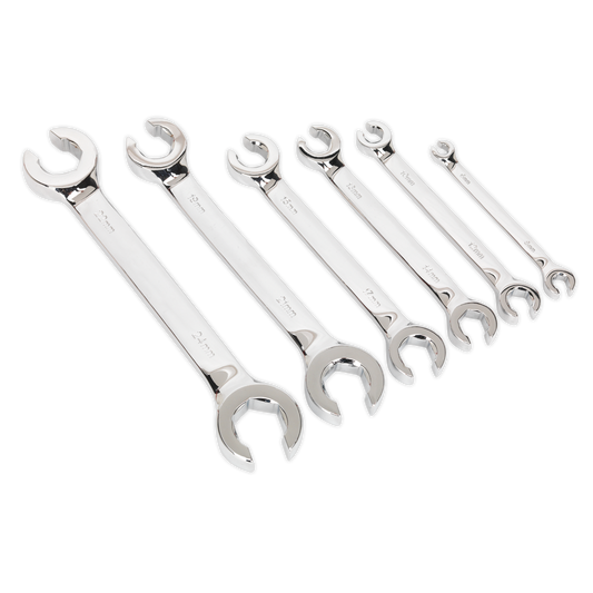 Sealey Flare Nut Spanner Set Fully Hardened & Tempered 6 Pieces Metric S0767