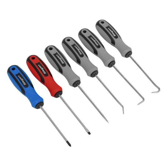Sealey Mini Pick & Screwdriver Set Chrome Vanadium Steel Shafts 6 Pieces S0774