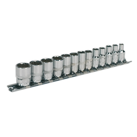 Sealey Socket Set 13 Pieces 1/4" Square Drive 12-Point WallDrive Metric AK2680