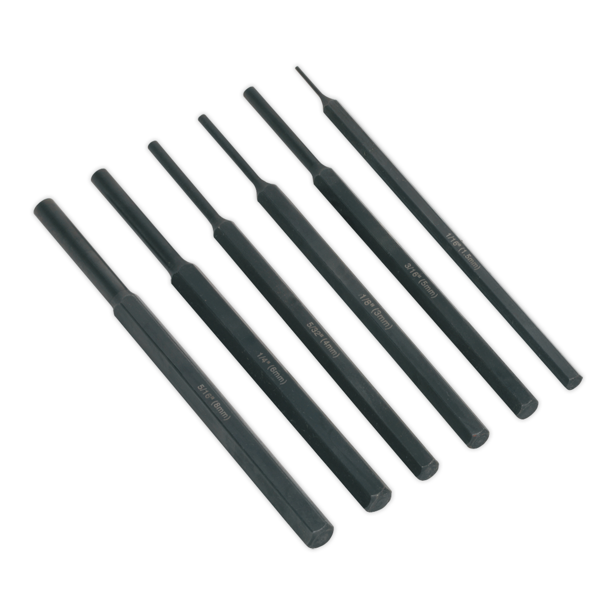 Sealey Parallel Pin Punch Set Chrome Vanadium Steel 6 Pieces Storage Case S0800