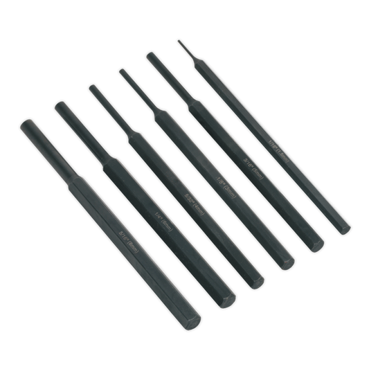 Sealey Parallel Pin Punch Set Chrome Vanadium Steel 6 Pieces Storage Case S0800