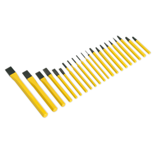 Sealey Punch & Chisel Set Hardened Tempered Chrome Vanadium Steel 21 Pcs S0805