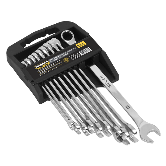 Sealey Combi Spanner Set 10 Pieces Extra-Long Metric Chrome Vanadium Steel S0832