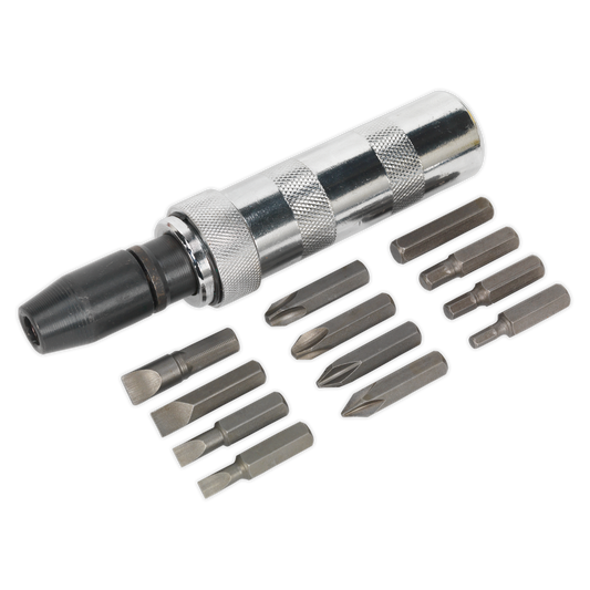 Sealey 15 Pieces Impact Driver Set With Chrome Vanadium Steel Bits Silver S0844