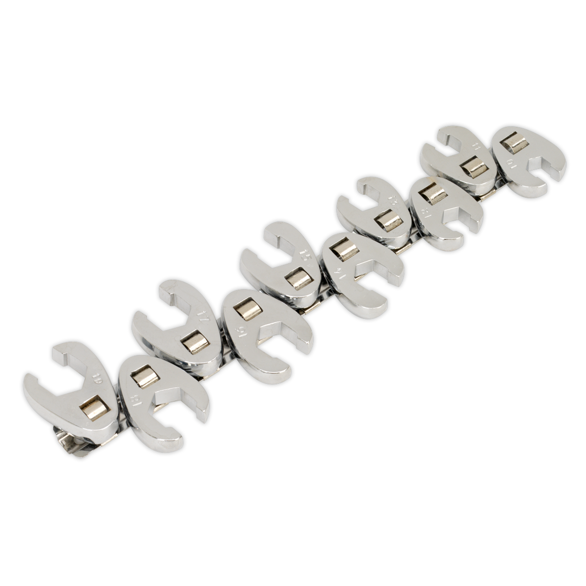Sealey Crows Foot Wrench Set 10 Pcs Flare Nut 3/8" Chrome Vanadium Steel S0845
