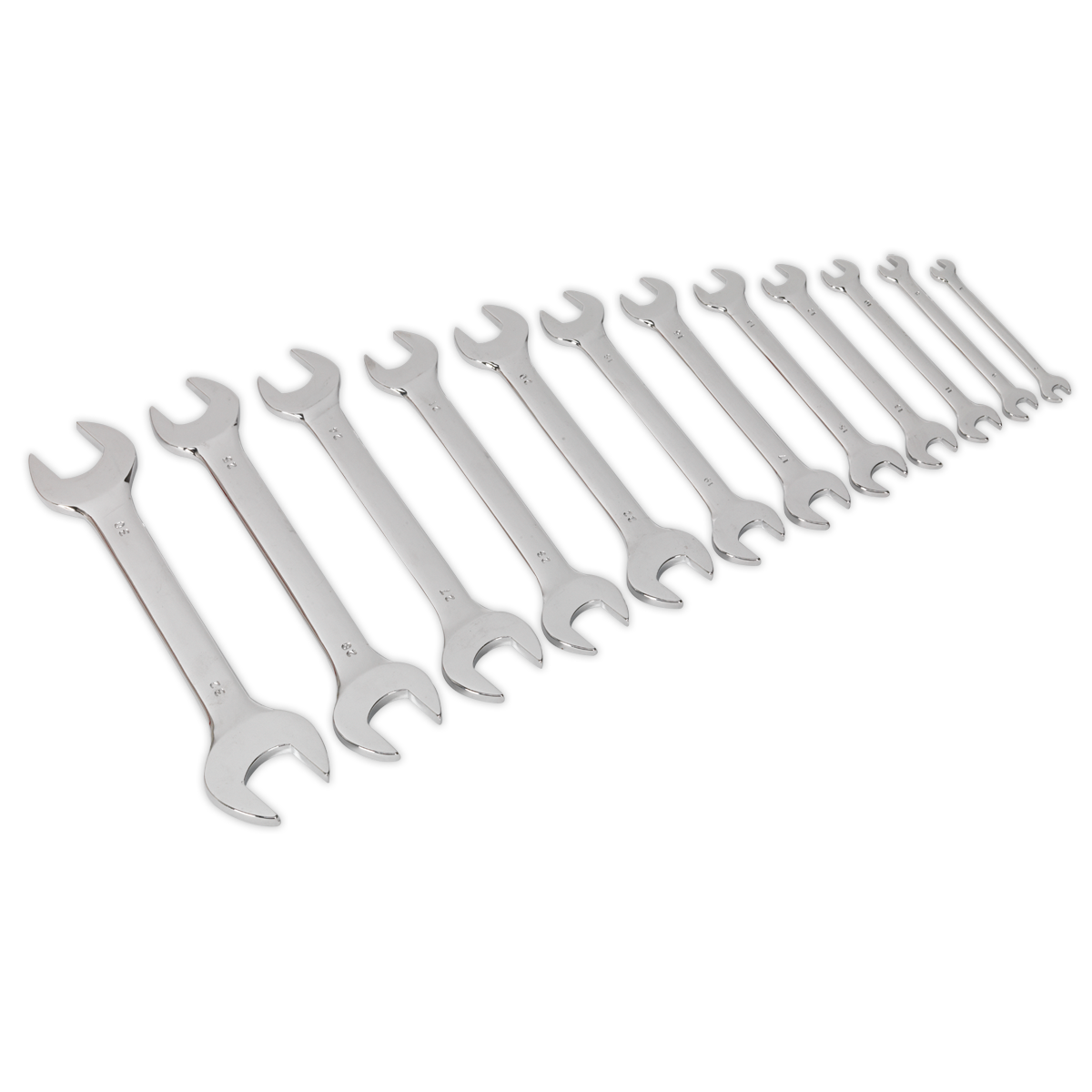 Sealey Double Open End Spanner Set Chrome Vanadium Steel 12 Pieces S0849