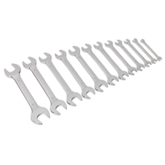Sealey Double Open End Spanner Set Chrome Vanadium Steel 12 Pieces S0849