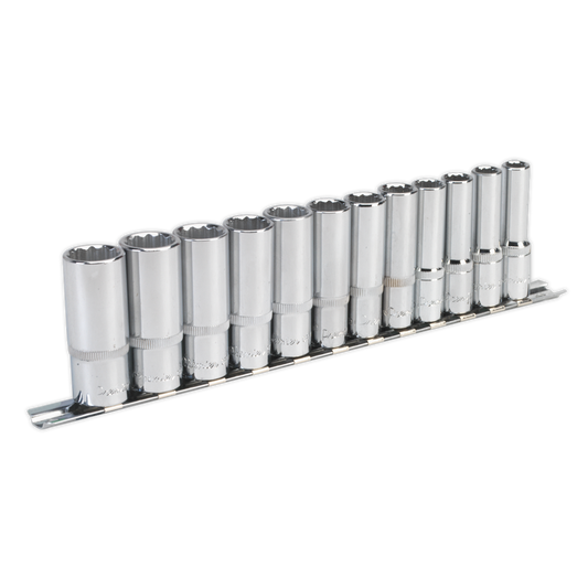 Sealey Socket Set 12 Pcs 3/8" Square Drive 12 Point Deep WallDrive Metric AK2683