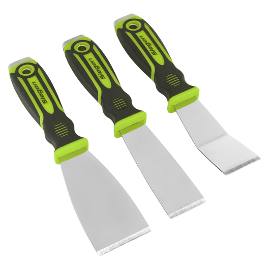 Sealey Scraper Set With Hammer Cap & Soft Grip Handles 3 Pieces Tool S0856