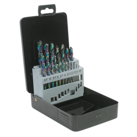 Sealey 19 Pieces Titanium Coated HSS Metric Drill Bit Set DIN 338 S0868
