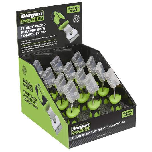 Sealey Stubby Scraper Labels Decals Paint Remover Display Box of 12 Pieces S0883