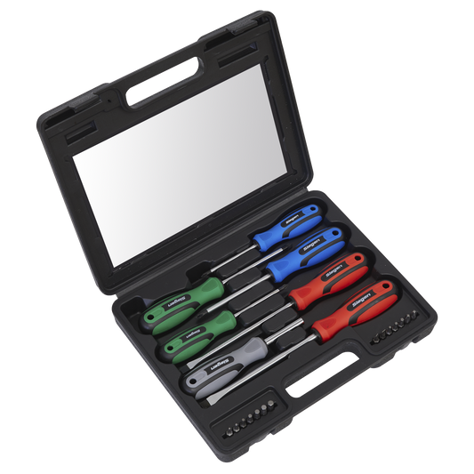 Sealey Screwdriver Set With Carry Case Contoured Soft Grip Handles 21pc S0923