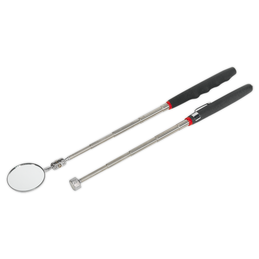 Sealey Telescopic Magnetic Pick-Up Tool & Inspection Mirror Set 2 Pieces S0940