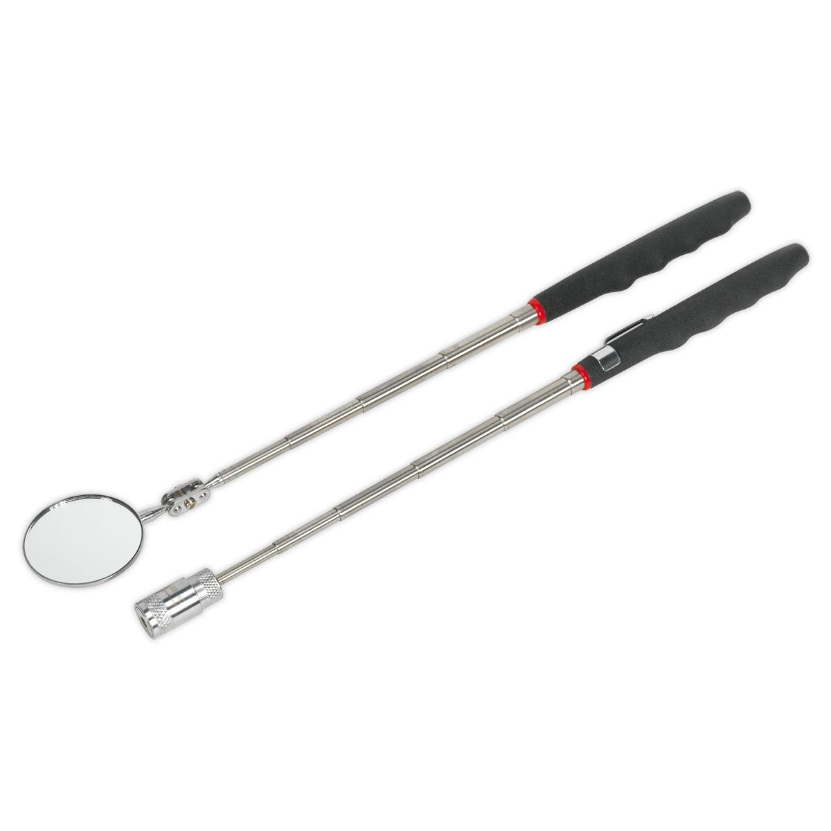 Sealey Telescopic Magnetic LED Pick-Up Tool Inspection Mirror Set 2 Pieces S0941