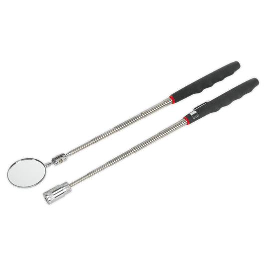 Sealey Telescopic Magnetic LED Pick-Up Tool Inspection Mirror Set 2 Pieces S0941