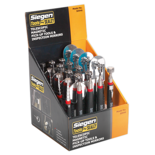 Sealey Telescopic Magnetic Pick-Up Tools & Inspection Mirrors - Box of 20 S0946