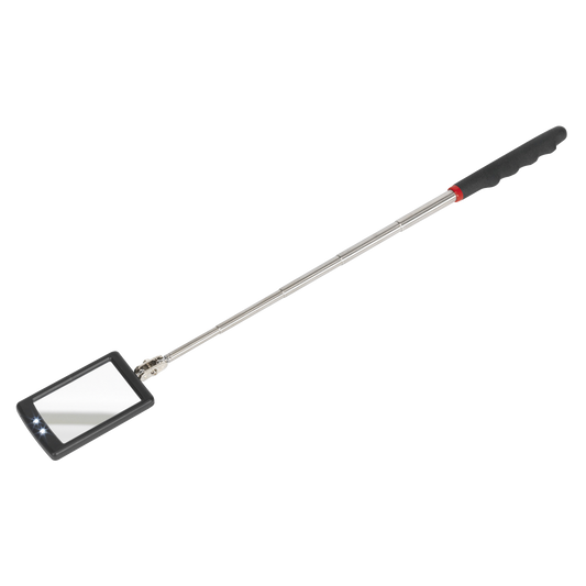 Sealey Telescopic Inspection Mirror 65 x 40mm With 2 LED Lights 285/876mm S0948