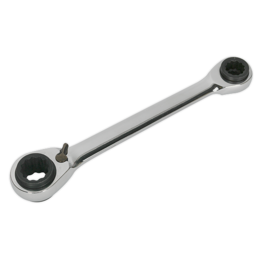 Sealey Ratchet Ring Spanner 4-in-1 Reversible Metric Chrome Vanadium Steel S0983