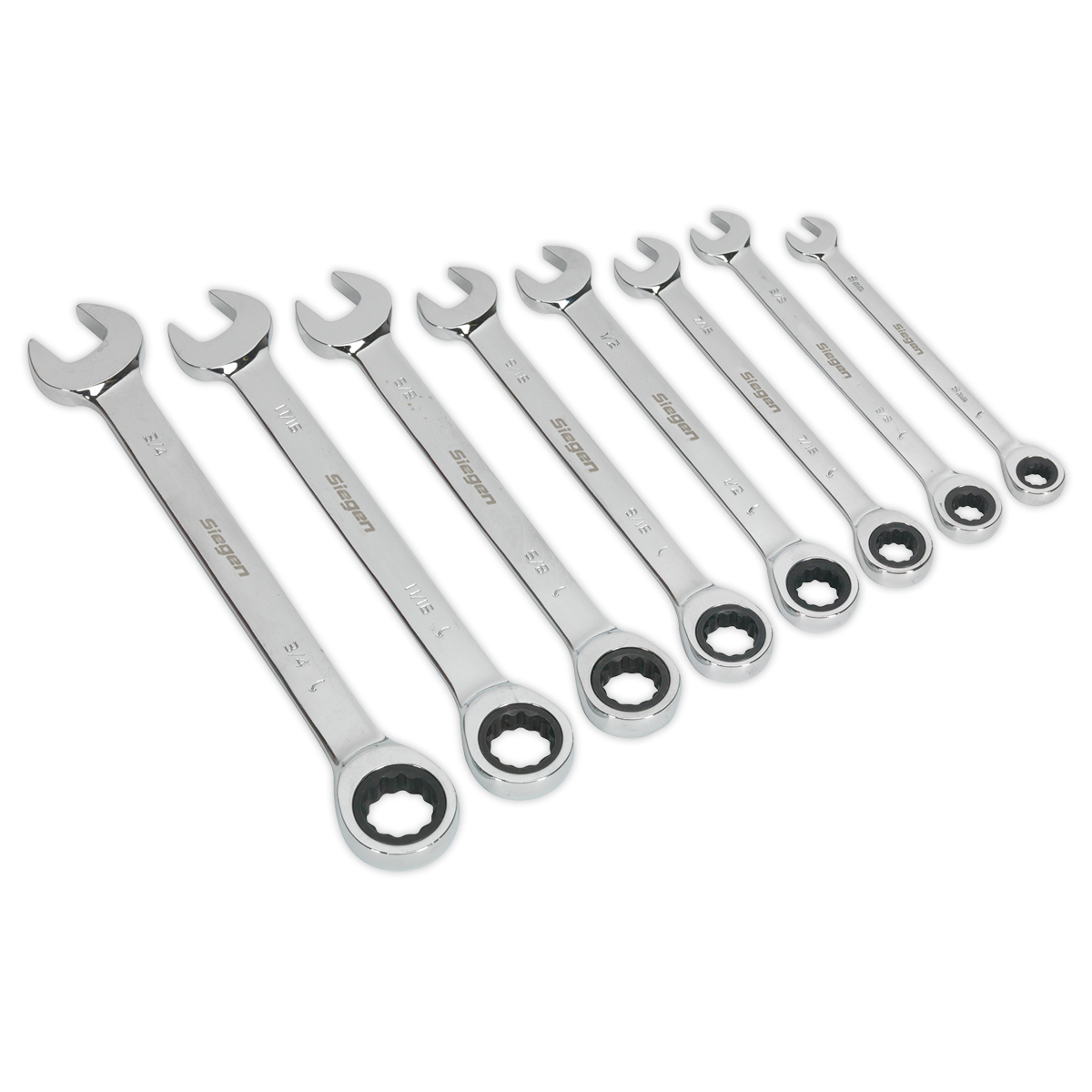 Sealey Combination Ratchet Spanner Set 8Pc Imperial Chrome Vanadium Steel S0984