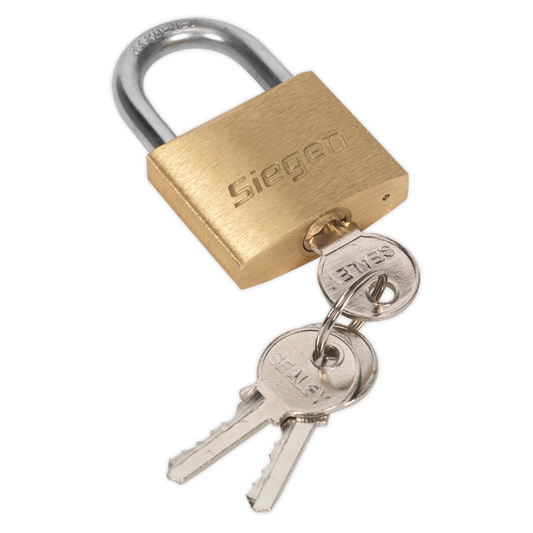 Sealey 40mm Brass Body Padlock With Brass Cylinder & Three Keys Lock Set S0987