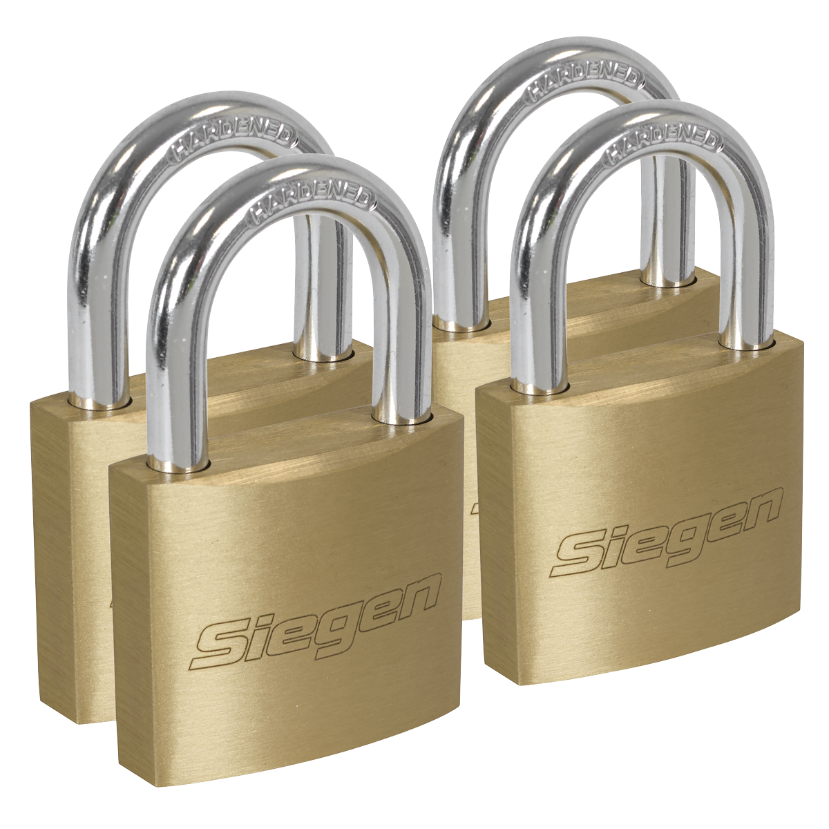 Sealey Brass Body Padlock With Brass Cylinder Keyed Alike Pack of 4 Pieces S0992