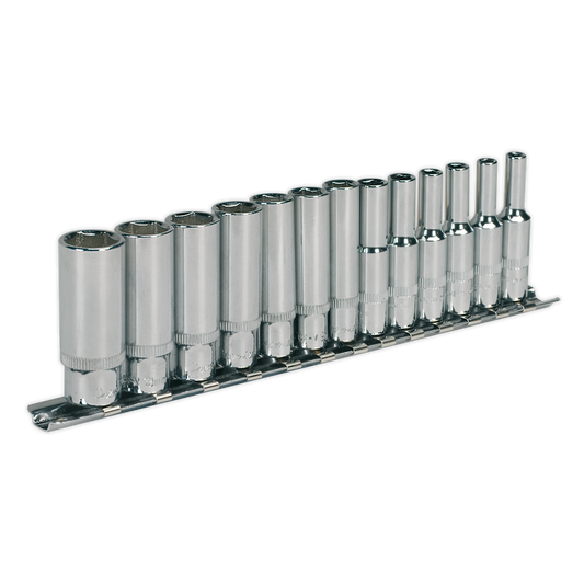 Sealey 13 Pieces 1/4" Square Drive Deep WallDrive Socket Set Silver AK2692