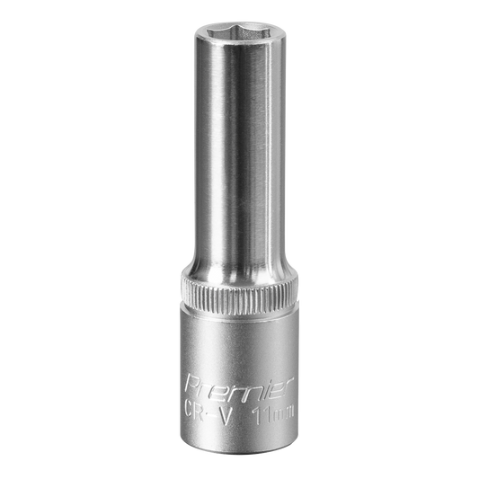 Sealey WallDrive Socket 11mm Deep 1/2" Square Drive Chrome Vanadium Steel S1211D