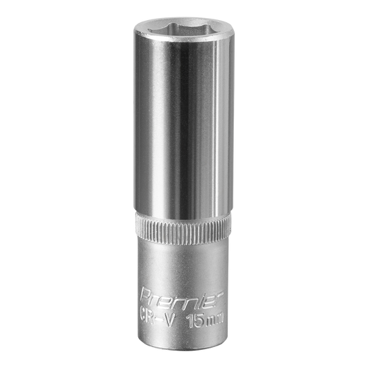 Sealey WallDrive Socket 15mm Deep 1/2" Square Drive Chrome Vanadium Steel S1215D