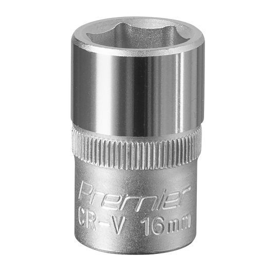 Sealey WallDrive Socket Tool 16mm 1/2" Square Drive Chrome Vanadium Steel S1216