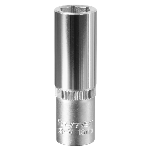 Sealey WallDrive Socket 16mm Deep 1/2" Square Drive Chrome Vanadium Steel S1216D