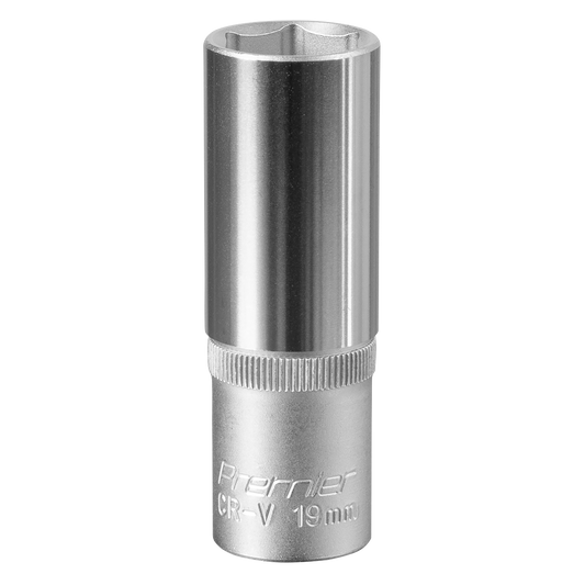 Sealey WallDrive Socket 19mm Deep 1/2" Square Drive Chrome Vanadium Steel S1219D