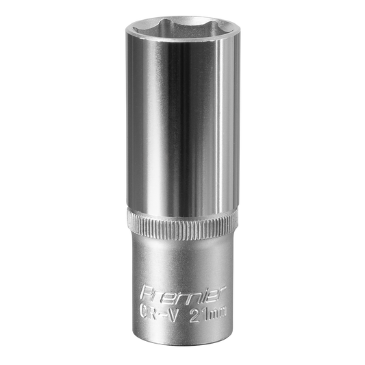 Sealey WallDrive Socket 21mm Deep 1/2" Square Drive Chrome Vanadium Steel S1221D